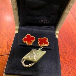 Real 18k GOLD VCA red clover alhambra